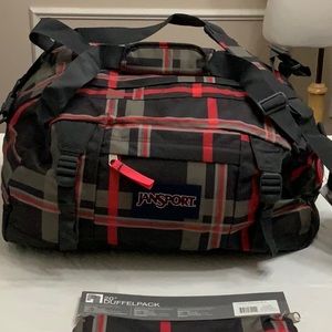 Jansport 20” DUFFELPACK/Backpack - Grey Tar Perry Plaid